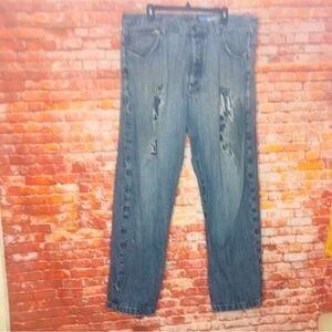 Vintage Azzure Distressed Mens High Rise Blue Jeans
